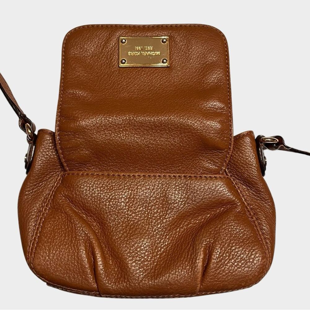 MICHAEL KORS Brown Pebbled Leather Small Mini Crossbody with Gold Plate - Picture 3 of 12